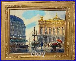 Vintage original Oil on canvas figural cityscape signed expressionism Painting