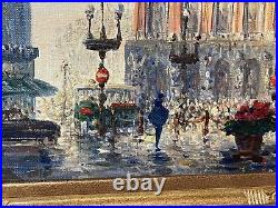 Vintage original Oil on canvas figural cityscape signed expressionism Painting