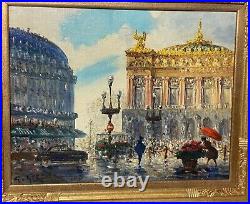 Vintage original Oil on canvas figural cityscape signed expressionism Painting