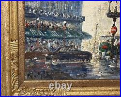 Vintage original Oil on canvas figural cityscape signed expressionism Painting