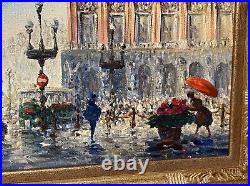 Vintage original Oil on canvas figural cityscape signed expressionism Painting