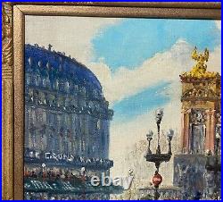 Vintage original Oil on canvas figural cityscape signed expressionism Painting