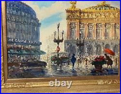 Vintage original Oil on canvas figural cityscape signed expressionism Painting