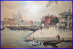 Vintage original P. Myers 1963 Venice Italy cityscape landscape oil painting