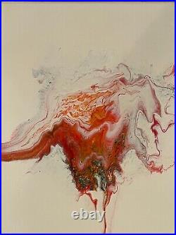 Vintage original abstract acrylic painting on canvas signed framed