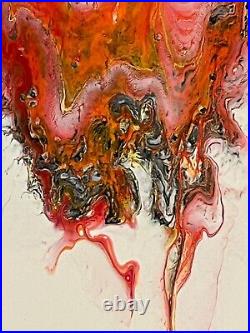 Vintage original abstract acrylic painting on canvas signed framed