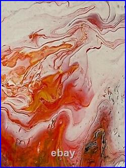 Vintage original abstract acrylic painting on canvas signed framed
