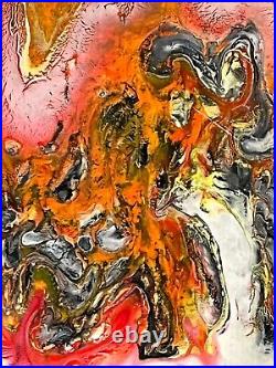 Vintage original abstract acrylic painting on canvas signed framed