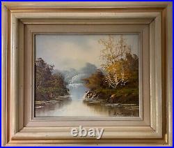 Vintage original landscape oil painting signed by Almon possibly Almon Baldwin