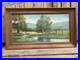 Vintage original landscape oil painting with cow, signed, framed