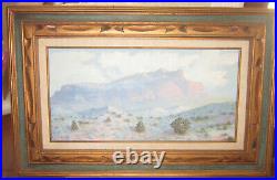 Vintage original oil on masonite impressionist painting plein air desert, signed