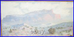 Vintage original oil on masonite impressionist painting plein air desert, signed