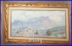 Vintage original oil on masonite impressionist painting plein air desert, signed