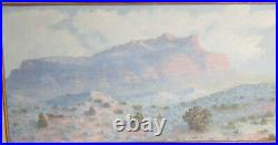 Vintage original oil on masonite impressionist painting plein air desert, signed