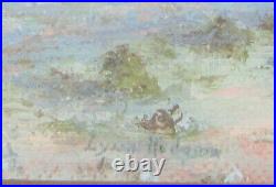 Vintage original oil on masonite impressionist painting plein air desert, signed