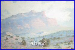 Vintage original oil on masonite impressionist painting plein air desert, signed