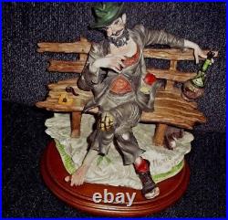 Vintage porcelan hand painted statue man signed dear sculpture artistiche Italy