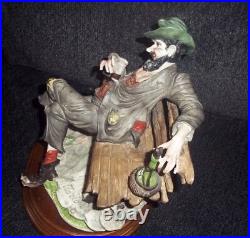 Vintage porcelan hand painted statue man signed dear sculpture artistiche Italy
