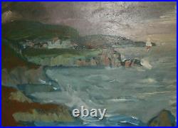 Vintage post impressionist seascape landscape oil painting signed