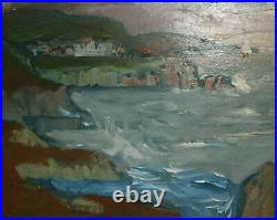 Vintage post impressionist seascape landscape oil painting signed