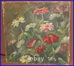 Vintage realist oil painting still life with flowers