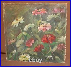 Vintage realist oil painting still life with flowers