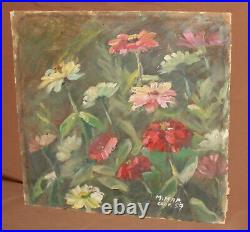 Vintage realist oil painting still life with flowers