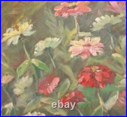 Vintage realist oil painting still life with flowers