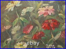 Vintage realist oil painting still life with flowers