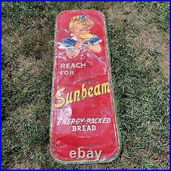 Vintage sunbeam bread sign Reach For Painted Metal Display Energy Packed 54 x19