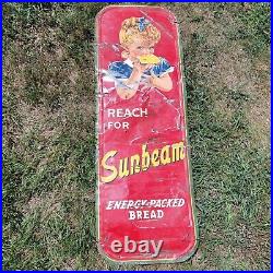 Vintage sunbeam bread sign Reach For Painted Metal Display Energy Packed 54 x19