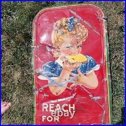 Vintage sunbeam bread sign Reach For Painted Metal Display Energy Packed 54 x19