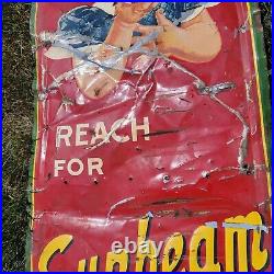 Vintage sunbeam bread sign Reach For Painted Metal Display Energy Packed 54 x19