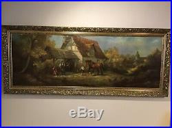 Vintage very large gilt framed oilograph signed painting