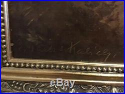 Vintage very large gilt framed oilograph signed painting