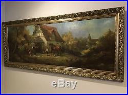 Vintage very large gilt framed oilograph signed painting