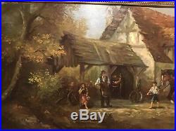 Vintage very large gilt framed oilograph signed painting