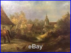 Vintage very large gilt framed oilograph signed painting