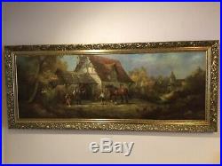 Vintage very large gilt framed oilograph signed painting