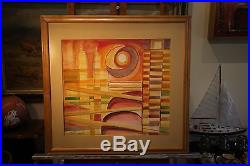 Vintage watercolor 1964 signed VIKTOR SCHRECKENGOST Abstract CHICAGO BRIDGES WOW