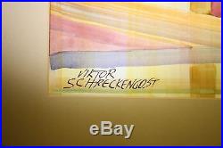 Vintage watercolor 1964 signed VIKTOR SCHRECKENGOST Abstract CHICAGO BRIDGES WOW