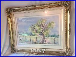 Vintage well listed Original Ernestine Bucking Watercolor- Signed -Framed