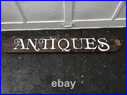 Vintage wooden carved store ANTIQUES sign 5 feet long hand carved painted