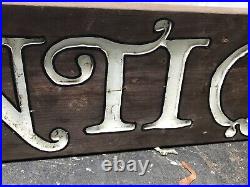 Vintage wooden carved store ANTIQUES sign 5 feet long hand carved painted