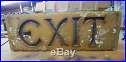 Vtg 1927 Huge Lighted EXIT SIGN 9×26 ORPHEUM THEATER SEATTLE Orig Glass&Paint