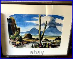 Vtg 1940 California Artist Aarne Kivela Original Watercolor Painting / Desert