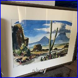 Vtg 1940 California Artist Aarne Kivela Original Watercolor Painting / Desert