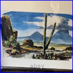 Vtg 1940 California Artist Aarne Kivela Original Watercolor Painting / Desert