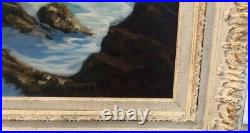 Vtg 1950 Original Oil Painting Detailed Ocean Waves And Clouds Rare Piece Sign