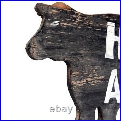 Vtg 1960s Hand-Painted Henry Angus Cutout Black Cattle Cow Farm Wood Sign